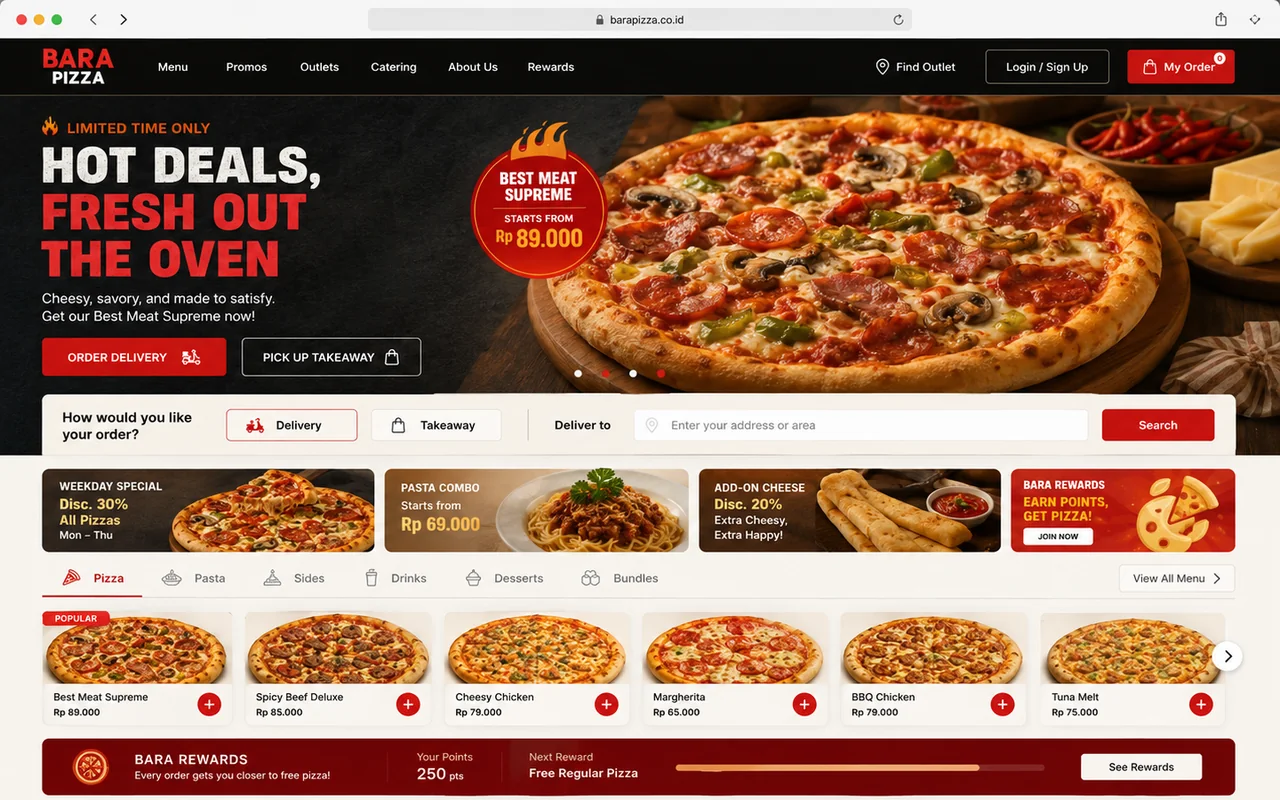 BARA PIZZA live website demo