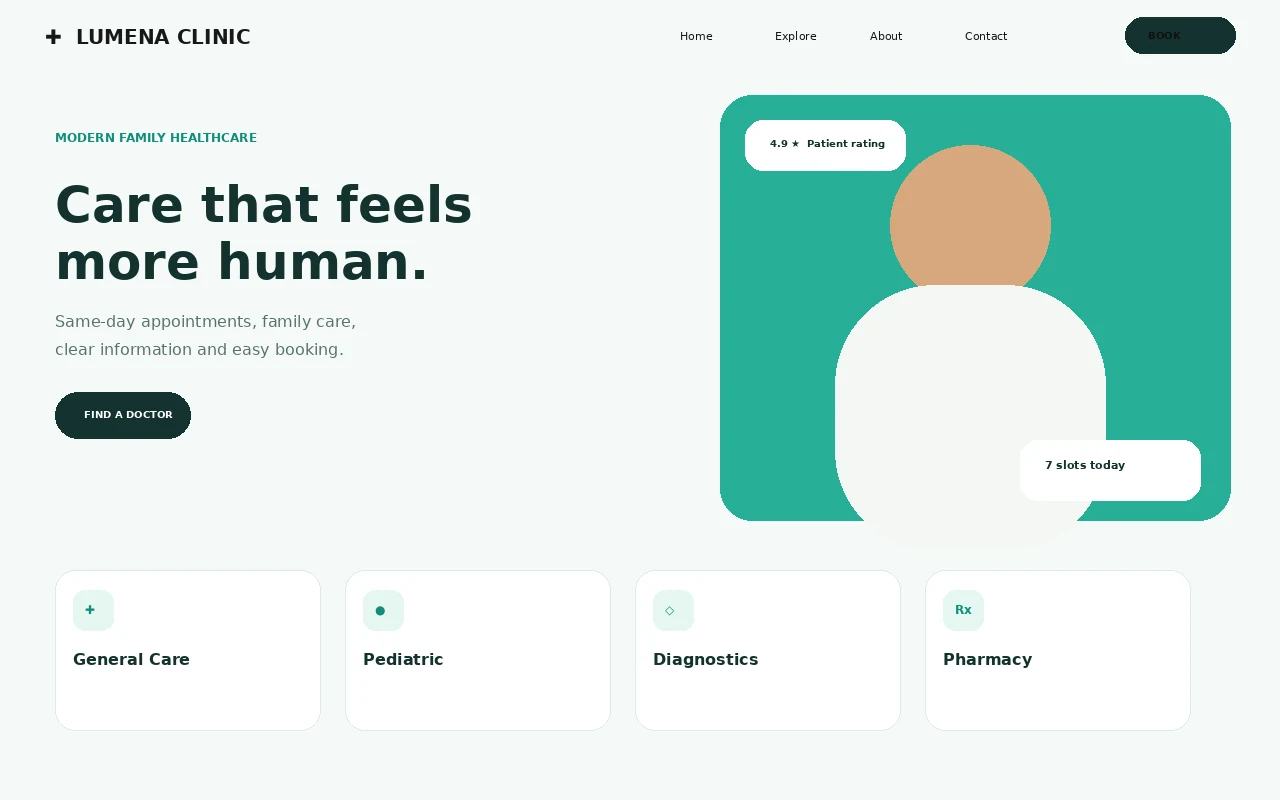 Preview live demo LUMENA CLINIC