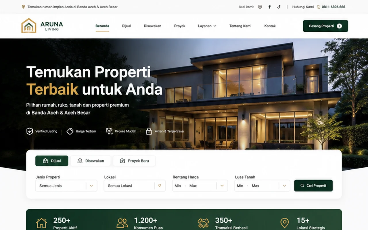 Preview live demo ARUNA LIVING